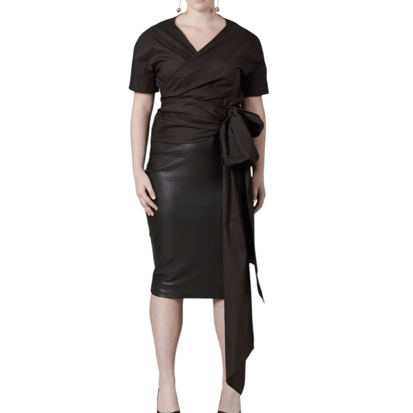 Universal Standard Marano Cooling Stretch Cupro Wrap Top Black XL 26 28 - Picture 1 of 14